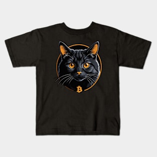 Bitcoin black cat Kids T-Shirt